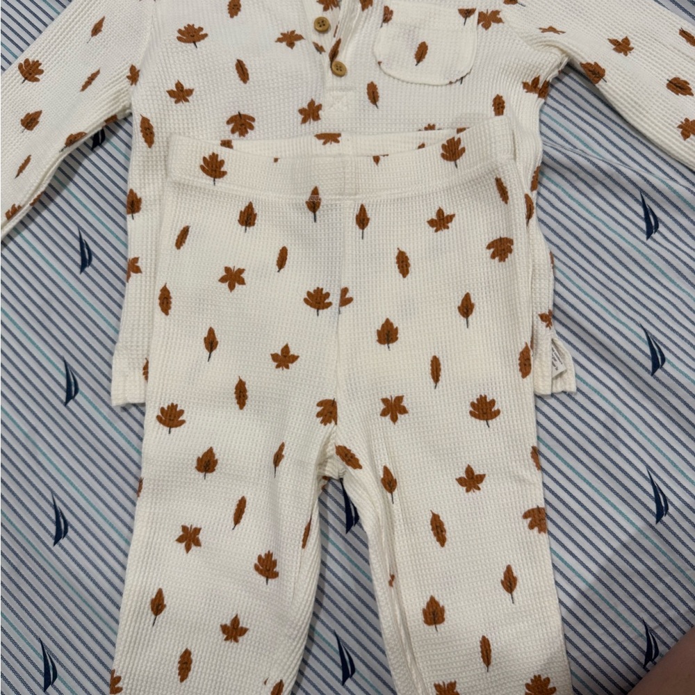 Carter's Cream and Brown Leaf Print Kids Matching Set